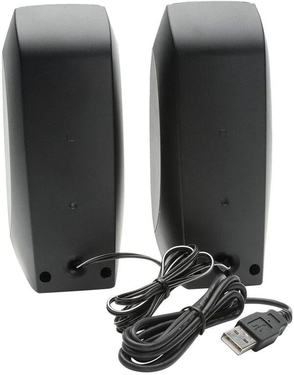 logitech s150 usb stereo speakers back side