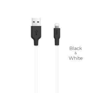 x21 silicone lightning charging cable black white
