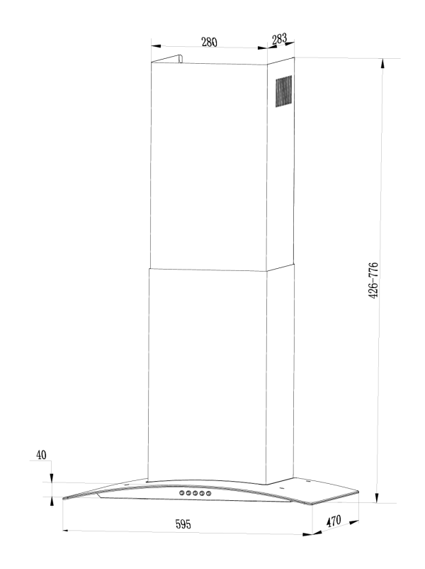 cata cg5 t600 kürtős páraelszívó 620 m3/h inox