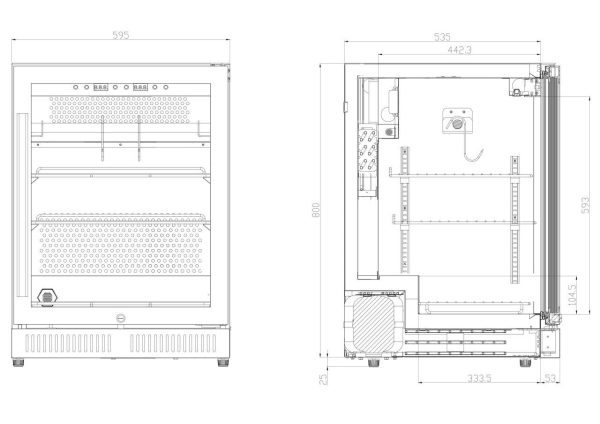 ferrara sw 51n sn 125 beépíthető húsérlelő hűtőszekrény 125l 2 14 °c